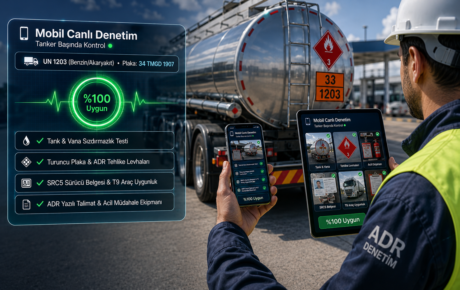 Tanker Başında Mobil Telefon ve Tabletle ADR Denetimi